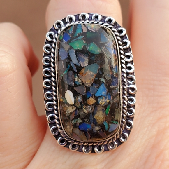 New Copper Ethiopian Opal 925 Silver Ring. - Picture 9 of 16